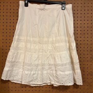 VTG Antique Victorian Edwardian White Cotton Eyelet Lace Petticoat Skirt FLAW